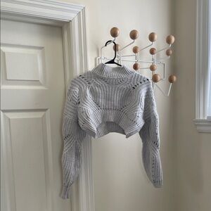 Aritzia - Wilfred - Merino Wool Cropped Baggy Sweater Top - Grey - XXS